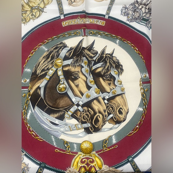 Hermes Silk Scarf Chevaux De Trait Carre 90 Vintage Bourthoumieux - Picture 14 of 16